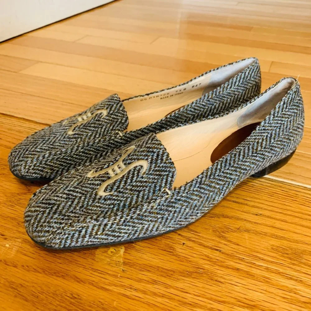 Cole Haan Collection Womens Tweed Loafer Size 9 Blue Brown Made in Italy - Picture 9 of 15